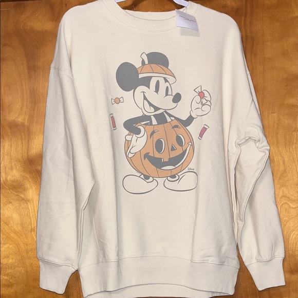 American Eagle Outfitters Tops - Disney Cream Sweatshirt with Halloween Mickey